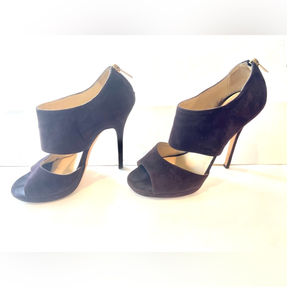 Jimmy Choos Plum Peep Toe Heels 38.5